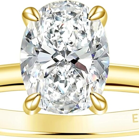 Sterling Silver Engagement Ring Oval Zirconia Hypoallergenic Size 4-10